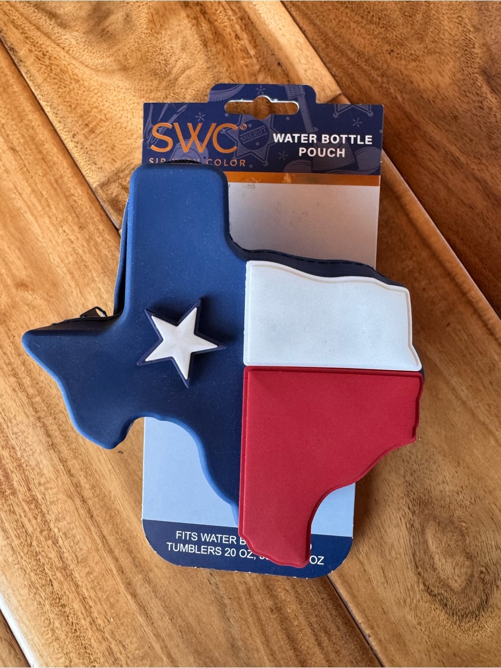 SIP with Color Silicone Texas Flag Water Bottle Pouch - Red, White & Blue